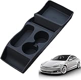 ABS Car Center Console Organizer für Tesla Model S 2012 2013 2014 2015 2016, Silikon Center Container Getränkehalter Aufbewahrungsbox