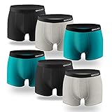 QINCAO Boxershorts Herren 6er Pack Männer Unterwäsche Unterhosen Men Retroshorts Boxer Baumwolle (Schwarz, Grau, Grün, XXL)