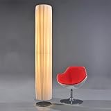 cagü: XXL DESIGN RETRO LOUNGE STEHLAMPE STEHLEUCHTE [LOOP] WEISS RUND aus FEINEM PLISSEE 200cm HÖHE RIESIG & GROß, echter DESIGNKLASSIKER!