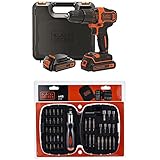 Black+Decker 2-Gang Akku-Schlagbohrschrauber – Schlagbohrmaschine mit 2-Gang-Vollmetallgetriebe & LED-Licht zum Schrauben, Bohren & Schlagbohren – 1 x Schlagbohrer, Ratschen-Schraubendreher & B