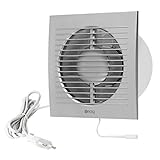 Ø 125mm Wandventilator Lüfter Abluft Kabel Schalter Ventilator Küche WC Bad - Silb