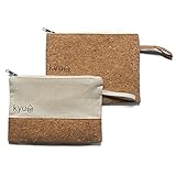 Wald & Wiesen Universalbeutel (2-er Set) in Geschenkverpackung, kleine Reißverschlusstasche, vegan und nachhaltig, nutzbar als Kulturbeutel, kleine Kosmetiktasche, Mäppchen (Kork Uni+Canvas-Kork-Mix)