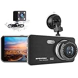Apexcam Autokamera 4.0 Zoll IPS Full HD 1080P Vorne und Hinten Dashcam 170°Weitwinkel WDR Nachtsicht G-Sensor Loop-Aufnahme Parküberwachung Bewegungserkennung