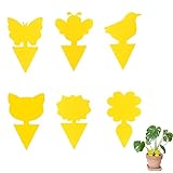 DCQQ 60Pcs Sticker Fliegenfänger Steckbare Gelbsticker Fliegenfänger Klebriges Insektenbrett Frucht Fliegenfalle Fliegenfalle Pflanzefür Pflanzen Auf dem Balkon Oder Im Garten,6 Muster Gelb