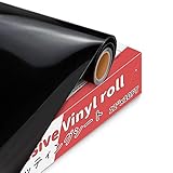 YRYM HT Selbstklebende Vinyl-Rolle, 30 x 305 cm, permanente, schwarze Vinyl-Rollen für Bastelprojekte, Schilder, Scrapbooking (glänzend schwarz)