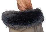Chic Vibe Pelzkragen Pelzschal Stolen Kunstpelz Fellimitat Fuchs Waschbär Fuchs Kapuzen (Schwarzfuchs, 75cm)