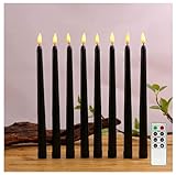 Hoothy 6 Stück LED Stabkerzen, Ideal Valentinstag Deko, Flammenlose Flackernde Led Kegelförmig Kerzen mit mit Fernbedienung Timer Funktion, Tropffrei (#C-6pc)