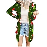 Bellelhot Herbst Frühling Frauen Elegant 3D Weihnachten Druck Strickjacke Jacke Bequem Atmungsaktiv Winddichte Cardigan Outwear Casual Loose Langarm Bluse Damen Hautfreundlich Warme M