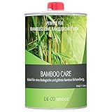 DE-COmmerce® 1 Liter Bambusöl BAMBOO CARE farblos für Bambuszaun außen I witterungsbeständiges Bambus Pflegeöl I Holzpflegeöl auf Leinölbasis I Klarlack für Bambus Holz zur Bambuspflege I Leinö