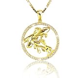 Elegante Damen Halskette Sternzeichen FISCHE Kette 18K Gold plattiert mit glänzenden Kristallen aus der Kollektion SHINE inkl. einer edlen PAVEL’S Schmuckbox