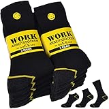 12 Paar WORK Arbeitssocken Herren • mit Viskose • Robuste Socken mit verstärkten Belastungszonen • weiche Frotteesohle • Komfortbund • Kurzschaft • schwarz • 47-50