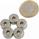 10 x Ringmagnet Magnetring Ø 12/4 x 6 mm, Neodym N50 (NdFeB) Nickel - hält 3,2kg - starke Magnete (Supermagnete) mit extremer Haftkraft für Industrie und Z