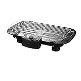 BURISK Elektrogrill Für Balkon Elektrischer Tischgrill 2000 Watt Antihaftbeschichtung Grillplatte 5-stufig Einstellbarer Intelligenter Thermostat Innen- & Außennutzung (Black)