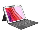 Logitech Combo Touch für iPad (7. Gen) A2200, A2197, A2198 und A2270, A2428, A2429, A2430, Tastatur-Hülle mit Trackpad, abnehmbares Keyboard, Smart-Connector-Technologie, UK QWERTY - Schw
