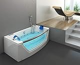 HOME DELUXE - Whirlpool Badewanne - ATLANTIC M - Maße: 175 x 85 x 60 cm - inkl. Heizung, Massagefunktion und kompl. Zubehör I Wanne für 2 Personen, Indoor J