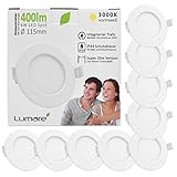 Lumare LED Einbaustrahler 6W 230V IP44 Ultra flach 9er Set Wohnzimmer, Badezimmer Einbauleuchten weiss 26mm Einbautiefe Mini Slim Decken Spot warmweiß