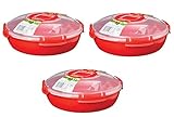 Sistema Microwave Mikrowellen Teller, 1,3 l, rot 3er Set 1118 + Gratis 4er Set EKM Living Edelstahl Trink