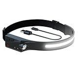MACHFALLY LED-Stirnlampe mit allen Perspektiven, Induktion, 230 ° Beleuchtung, 350 Lumen, wetterfest, wiederaufladbar, 1 Packung