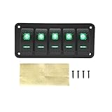 DONGYAO 12 V Kippschalter-Panel für Boote, LKW, Wohnwagen, Auto-Steckdose, Leistungsschalter, Kippschalter-Panel (Farbe: 6-Gang-Schalter-Panel) für Staubsauger (Farbe: 5-Gang-Grün)