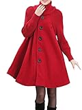 Minetom Mantel Damen Elegant Hoher Kragen Wollmantel Warm Jacke mit Knöpfen Vintage Locker Parka Outwear Trenchcoat Wintermantel Schlack Übergangsjacke (46, Rot)