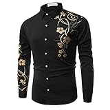 HUIWU Herren Poloshirts Polohemd Langarm Button Down Regular Fit Büro Shirt Casual Henley Shirts Hemd Herren Herbst Winter Blumen Hawaii Hemd Freizeithemd Businesshemden Baumwolle T-Shirt Lang