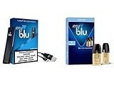 E-Zigarette Starter Set = 1x Batterieeinheit + 1x Podpack (siehe Auswahl) + Original myblu Zugaben + Farbwechsel für Vape Device - nikotinfrei (1 x Batterie-Einheit + Aroma Blue Ice)