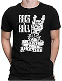 PAPAYANA - Rock and Roll Hand - Herren Fun T-Shirt - Regular Fit - Music Band Punk - Schwarz - 4XL