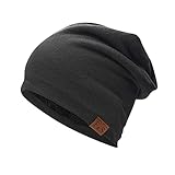 SHINEHUA Beanie Mütze Herren Damen Warme Plüsch Herbst Wintermütze Slouch Mützen Weich und Bequem Strickmütze… (Black, OneSize)