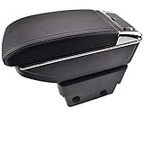 YZSM Aufbewahrungsbox Mittelkonsole Lederschale Dual Layer Armlehne Armlehne Für Skoda Für Octavia A7 5e 2014-2017 (Color : Black Thread)