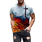 Herren T-Shirts Kurzarm Straßenmode Druck T-Shirt Herren Vintage T-Shirt Herren Strane T-Shirt Herren Loser Kragen T Shirt Herren Bunt T-Shirt Sommer Herren, blau, 56