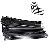 Kabelbinder schwarz 100 Stück, 200 mm x 7,6 mm UV-Beständig ultra starke Kabelbinder mit 75 kg Zugfestigkeit Hitzebeständig, Langlebig