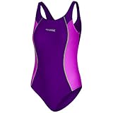 Aqua Speed One Piece Swimsuits Girls | Schwimmanzug Mädchen | Mädcheneinteiler | Badeanzug Kinder UV-Schutz | Kinderbademode | Violet - Dark Violet - Green - 48 | Gr. 134 cm | L