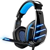 Gaming Headset für PS4 PS5 PC Xbox One, PS4 Headset mit Mikrofon Surround Bass Sound Kopfhörer Noise Cancelling LED L