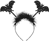Balinco Fledermaus Haarband mit Plüsch & Glitzereffekt | Vampir Haarreifen | Bat Headband | Stirnband | Vampires Headwear | Karneval Fasching Halloween Party Kostüm Grusel Horror für Damen & H