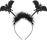 Balinco Fledermaus Haarband mit Plüsch & Glitzereffekt | Vampir Haarreifen | Bat Headband | Stirnband | Vampires Headwear | Karneval Fasching Halloween Party Kostüm Grusel Horror für Damen & H