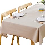 Plenmor PVC Tischdecke Rechteckig für Küche Esstisch Kunststoff Wischtuchreinigung Tischdecke für Indoor Outdoor (137 x 200 cm, Beige)