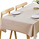 Plenmor PVC Tischdecke Rechteckig für Küche Esstisch Kunststoff Wischtuchreinigung Tischdecke für Indoor Outdoor (137 x 200 cm, Beige)