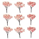 TOSSPER 10pcs Blüte Kirschbaum Modell Rosa Eisenbahn-Landschaft Layout-bäume Miniatur-Landschaft Ornament Geburtstags-Geschenk Fü