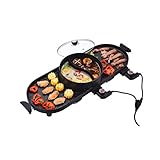 XJJZS Elektrogrill Griddle Haushalt Grillautomat Raclette mit Hotpot Temperatur Einstellbare Smokeless Barb