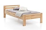 WOODLIVE DESIGN BY NATURE Massivholz-Bett aus Kernbuche, als Seniorenbett geeignet, in Komforthöhe, geöltes Einzel- und Komfortbett mit Kopfteil (100 x 200 cm)