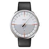 BOTTA 24-Stunden-Einzeigeruhr Herren Schweizer Automatikwerk mit Lederarmband UNO 24 (45 mm, Weiß/Orange)