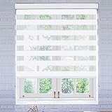 LUCKUP Horizontaler Fensterschatten-Rollos mit Volant, Zebra-Doppelrollos, Tages- und Nachtvorhänge für Schlafzimmer, Badezimmer, Terrassentür und Büro, einfache Installation, 88 cm x 183 cm, Weiß