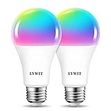 Smart Wifi Led Birne Geführte Birne 12W RGB A70 Bunte Fernsteuerungslampe Bluetooth Glühbirne E27 1521LM via App Dimmbar, kompatibel mit Google Assistant und Amazon alexa Echo und Echo Dot, 2pack