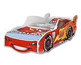 iGLOBAL Kinderbett Zig Zag Lightning McQueen Cars 3 Autobett Cars Bett Jugendbett Juniorbett Bett mit Lattenrost Stellage 160x80 cm (160 x 80 cm NO Mattress)