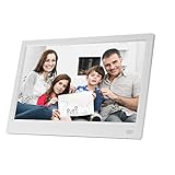 Sorandy Digitaler Bilderrahmen, 15,6 Zoll HD 1920x1080 Digitaler Bilderrahmen Album mit Fernbedienung, Wecker/Zeitschalter/Kalender/Musik-Player Unterstützen(Weiß)