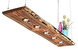 Blockholz-Schmiede Deckenlampe Holz geflammt für die Küche - Wohnzimmer Vintage Hängelampe – Esszimmer Pendelleuchte – Deckenleuchte mit LED Beleuchtung (100cm 4 LEDs, 5w Warmweiß)