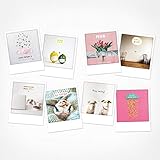 PICKMOTION Set mit 8 Foto-Post-Karten Grüße & Wünsche, Instagram-Fotografen-Gute-Besserung-Karten, handgemachte Grußkarten, lustige Sprüche & Motive, Tiere, Blumen, bunt, BPK-0114
