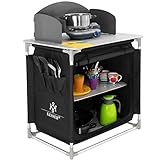 KESSER® Campingschrank, Campingküche mit Aluminiumgestell, Spritzschutz und Tragetasche Kocherschrank für Camping, Campingmöbel, Outdoor, schwarz/grau Typ F2