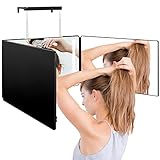 360 Grad Spiegel Self Cut System Spiegel Haare Selbst Schneiden mit LED-Leuchten Klappspiegel mit Höhenverstellbaren Teleskophaken für Self-Haar-Schneiden & Styling und Färbung, H