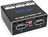 HDMI Splitter 1 in 2 Out 4K 60Hz 1080P 120Hz 4:4:4 HDR D-olby Vision D-olby Atmos Scaler 4K 1080P, Firmware Upgrade HDCP2.2, Scaler EDID Switch, USB Pow